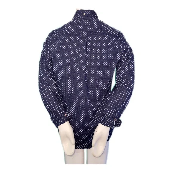 Tommy Hilfiger Men’s Small Button-Down Shirt Navy Yellow Cotton Stretch EUC ✨ - Picture 4 of 15